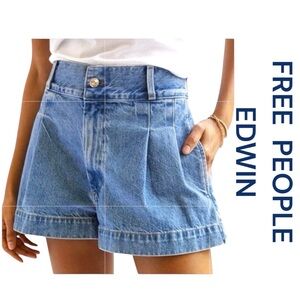 FREE PEOPLE EDWIN Isla Denim High Waist Shorts, Size 31.